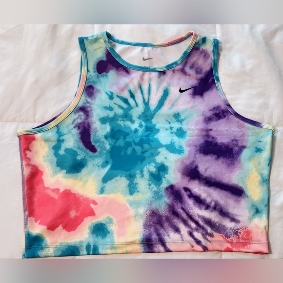 Nike Tank Women's Tie Dye Dri Fit Fast Sleeveless Cropped Top Stretch Size XL‎ - Picture 2 of 6
